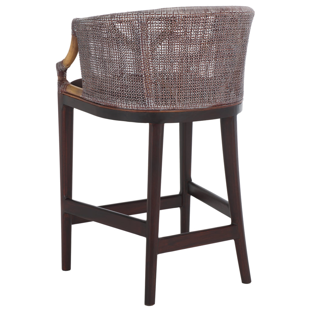 Brando Counter Stool | Safavieh - BST4000 - Brown White Wash Weave / Brown / Dark Brown Cushion