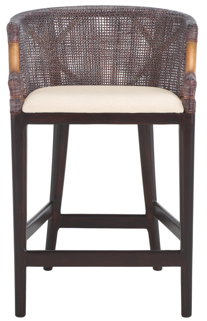 Brando Counter Stool | Safavieh - BST4000 - Brown White Wash Weave / Brown / Holy White Cushion