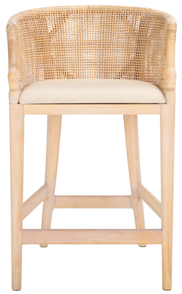 Brando Counter Stool | Safavieh - BST4000 - Natural White Wash Weave / White Wash / Holy White Cushion