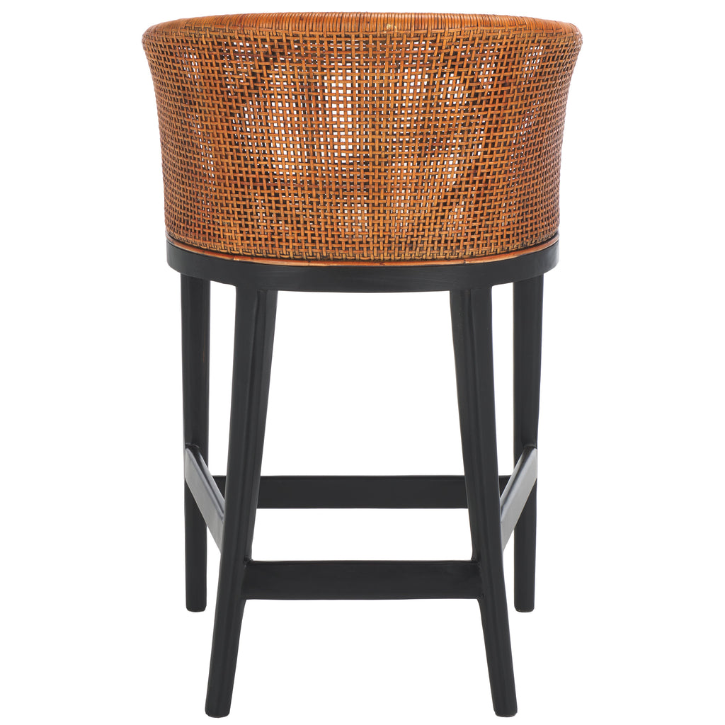 Brando Counter Stool | Safavieh - BST4000 - Brown Weave / Black / Holy White Cushion