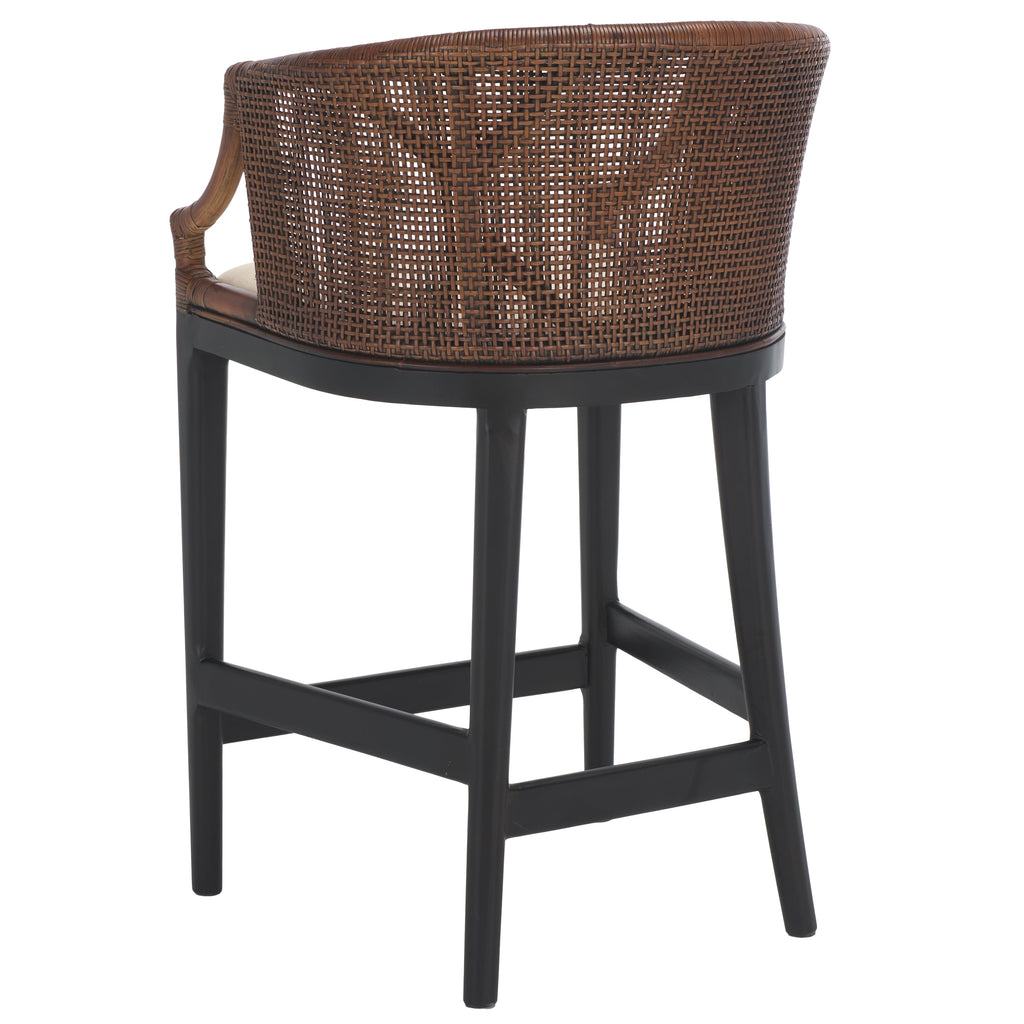 Brando Counter Stool | Safavieh - BST4000 - Dark Brown / Black / White Cushion