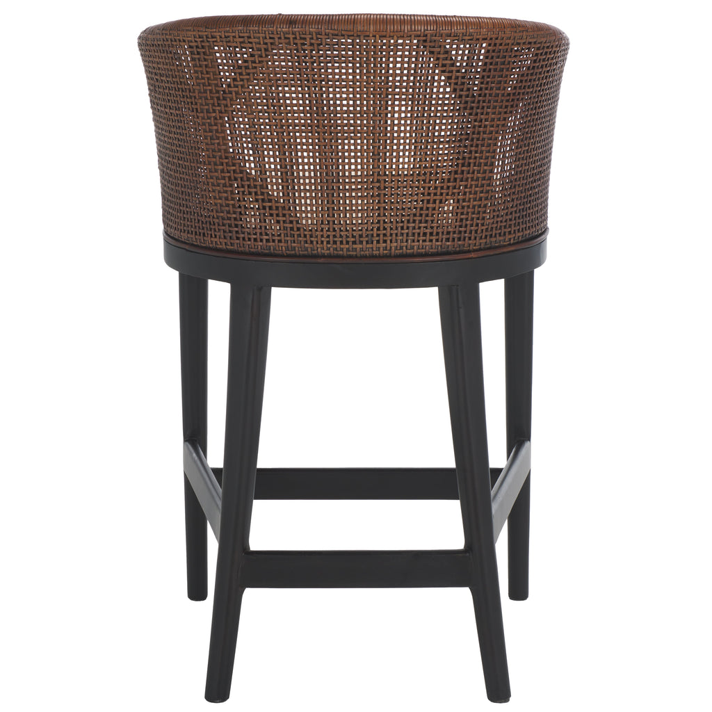 Brando Counter Stool | Safavieh - BST4000 - Dark Brown / Black / White Cushion