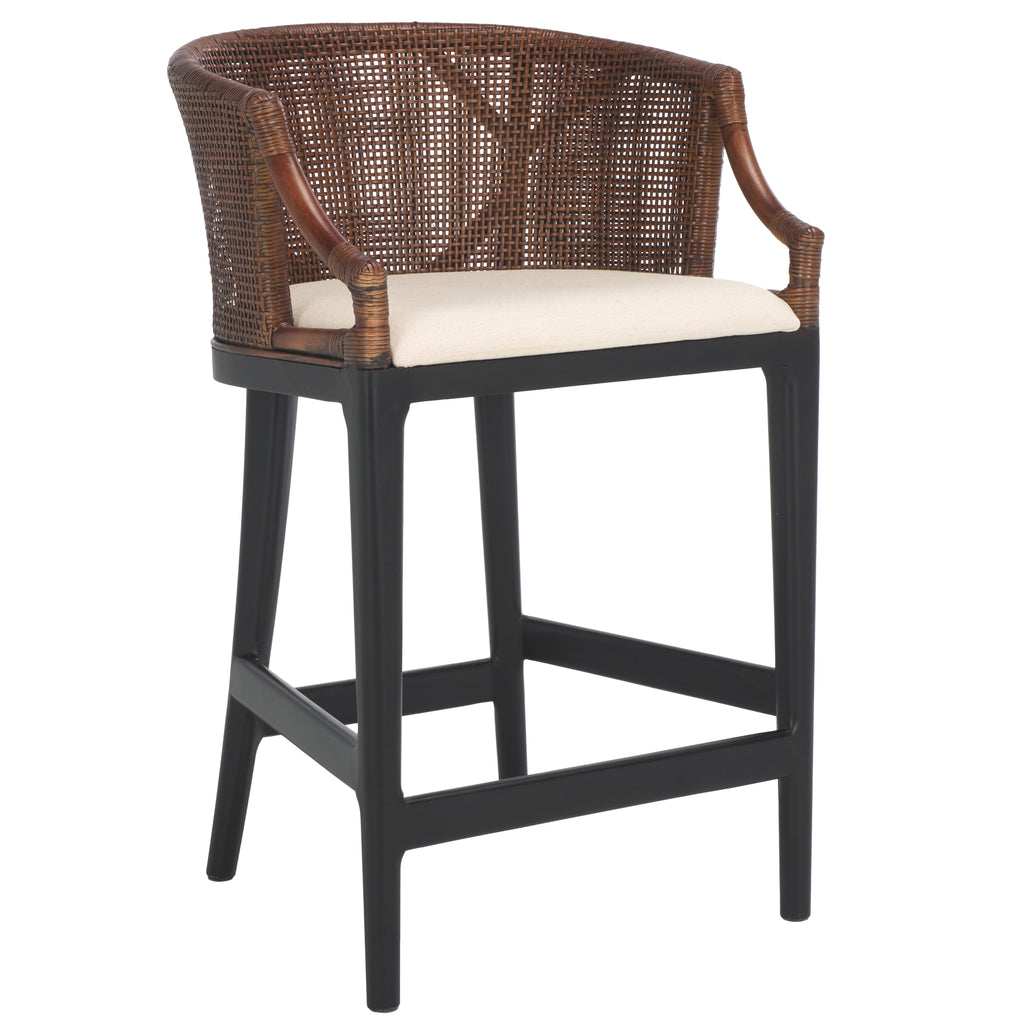 Brando Counter Stool | Safavieh - BST4000 - Dark Brown / Black / White Cushion