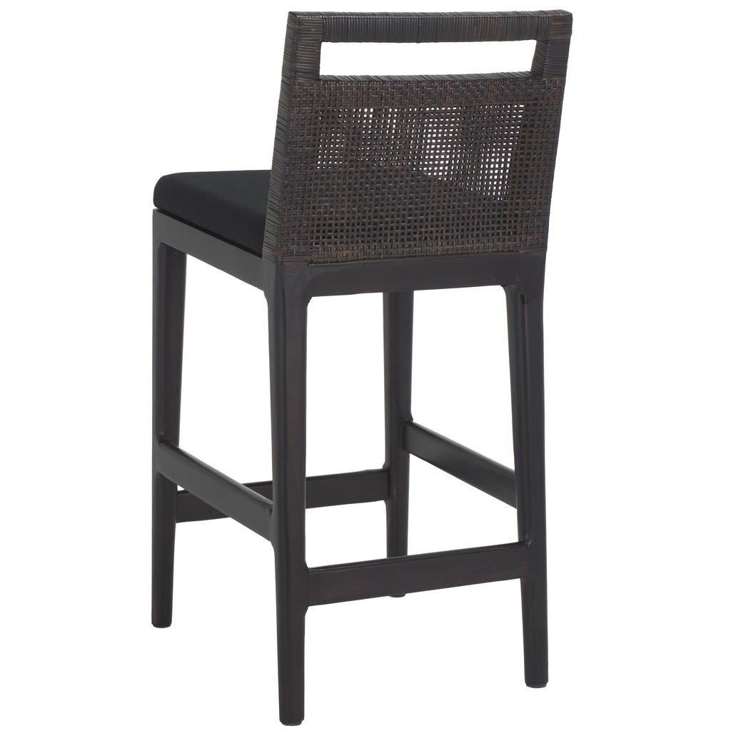 Darin Counter Stool | Safavieh - BST4001 - Brown / Black Cushion