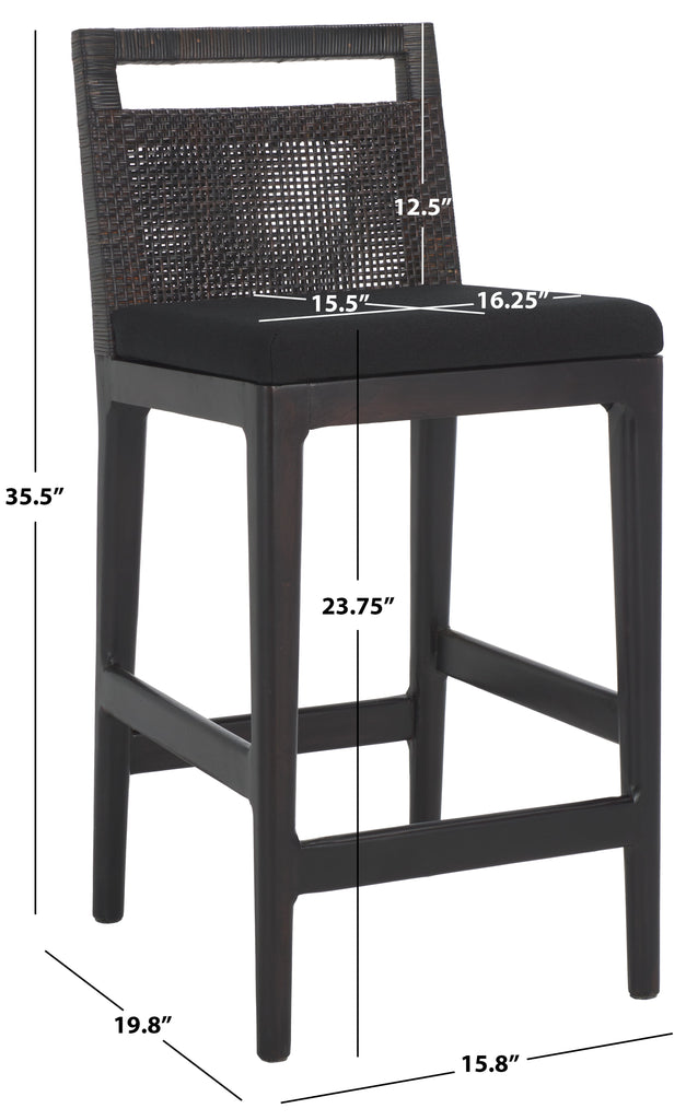 Darin Counter Stool | Safavieh - BST4001 - Brown / Black Cushion