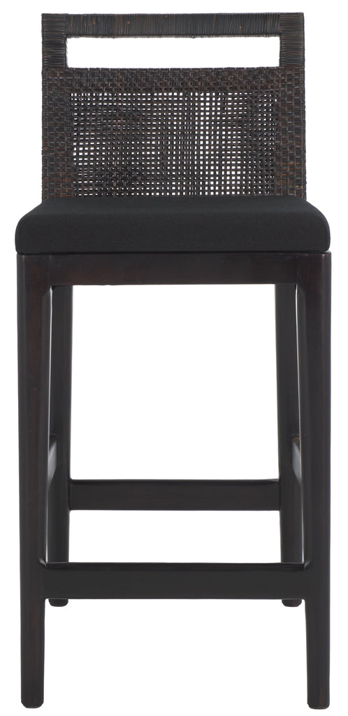 Darin Counter Stool | Safavieh - BST4001 - Brown / Black Cushion