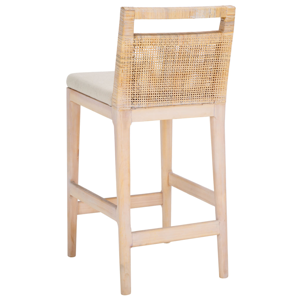 Darin Counter Stool | Safavieh - BST4001 - Natural White Wash Weave / White Wash / Holy White Cushion