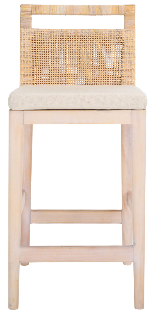 Darin Counter Stool | Safavieh - BST4001 - Natural White Wash Weave / White Wash / Holy White Cushion