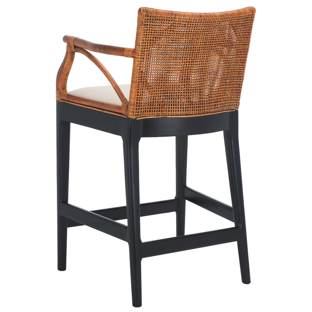 Gianni Counter Stool | Safavieh - BST4002 - Brown/ White Cushion