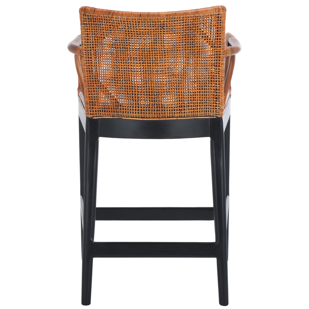 Gianni Counter Stool | Safavieh - BST4002 - Brown/ White Cushion