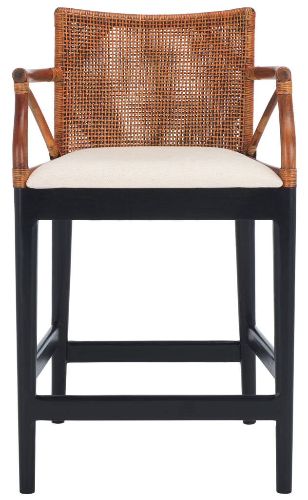 Gianni Counter Stool | Safavieh - BST4002 - Brown/ White Cushion