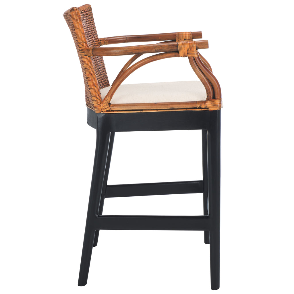 Gianni Counter Stool | Safavieh - BST4002 - Brown/ White Cushion