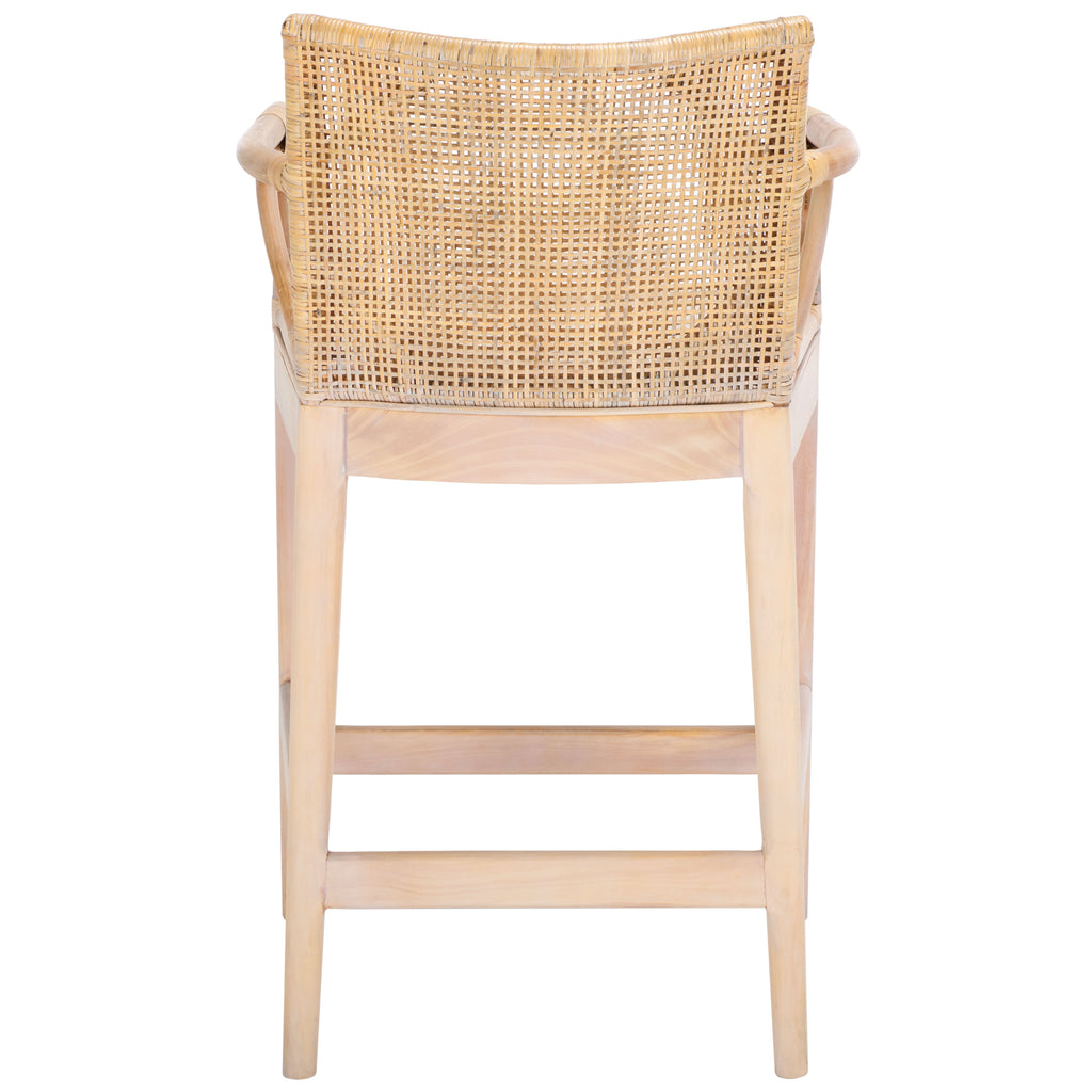 Gianni Counter Stool | Safavieh - BST4002 - Natural White Wash/ White Cushion