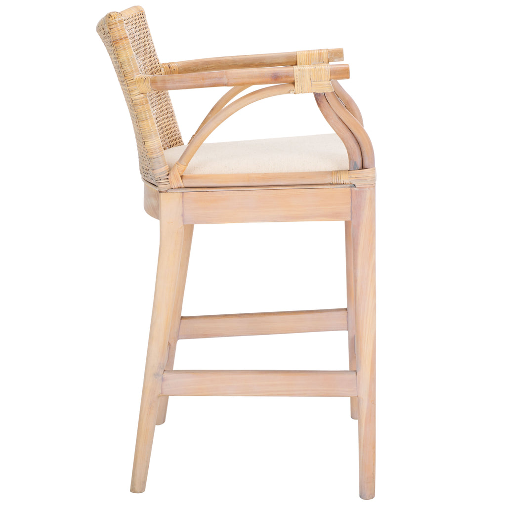 Gianni Counter Stool | Safavieh - BST4002 - Natural White Wash/ White Cushion