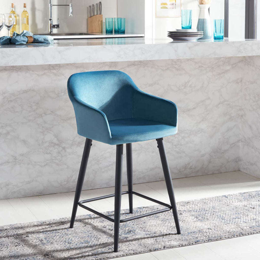 Safavieh Cataleya Counter Stool - Denim Blue / Black