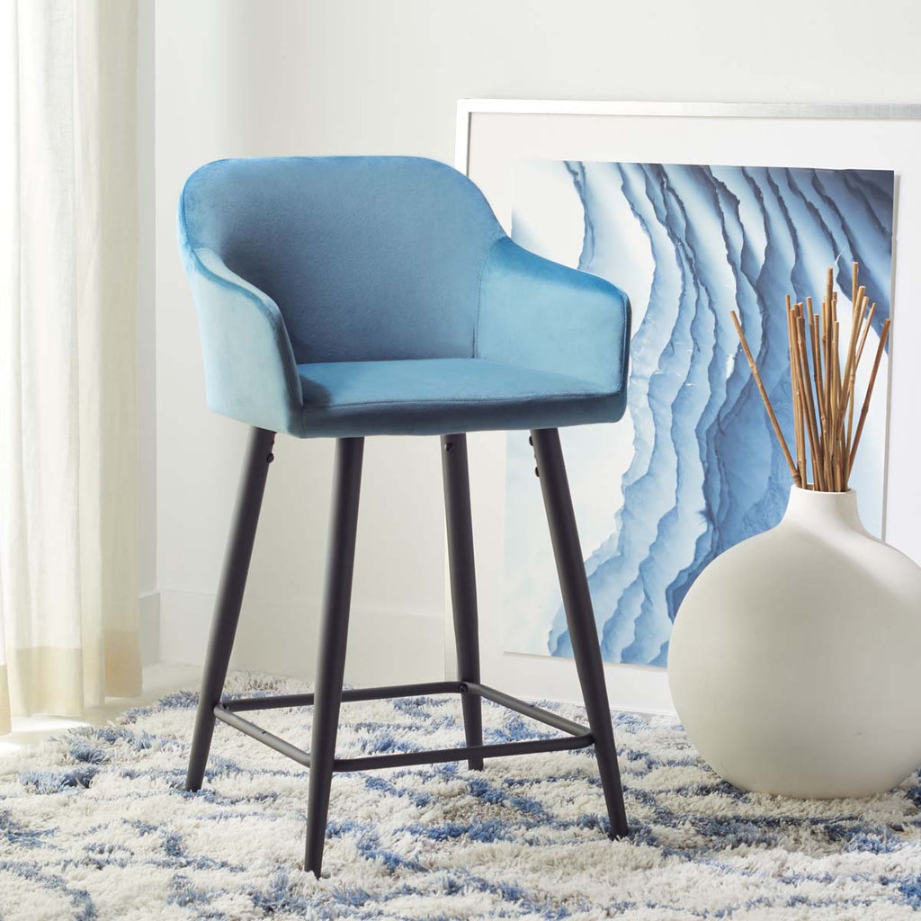 Safavieh Cataleya Counter Stool - Denim Blue / Black