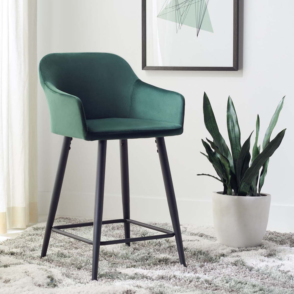 Safavieh Cataleya Counter Stool - Malachite Green / Black