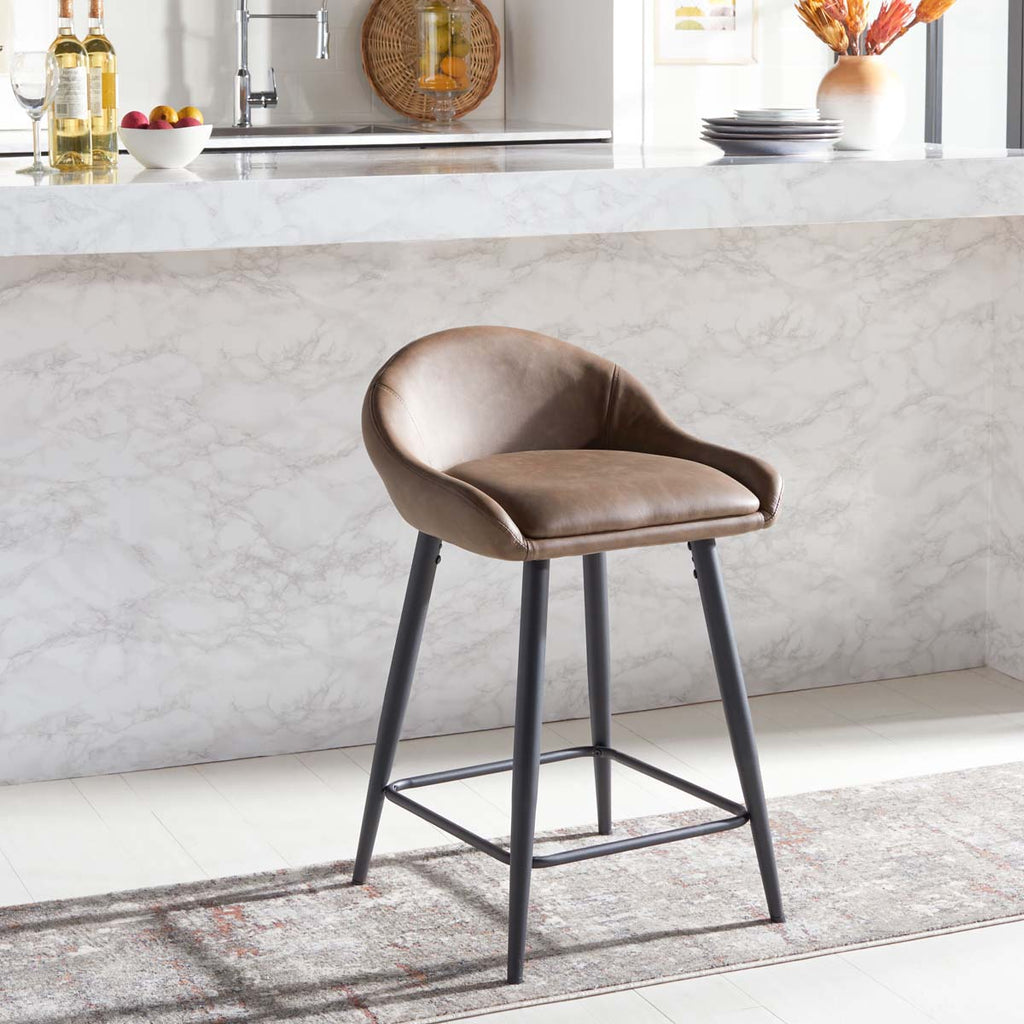 Safavieh Anson Counter Stool - Saddle / Black