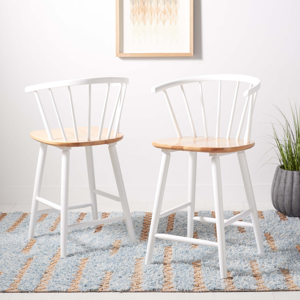 Blanchard Counter Stool (Set of 2) | Safavieh - BST8506 - Natural/White