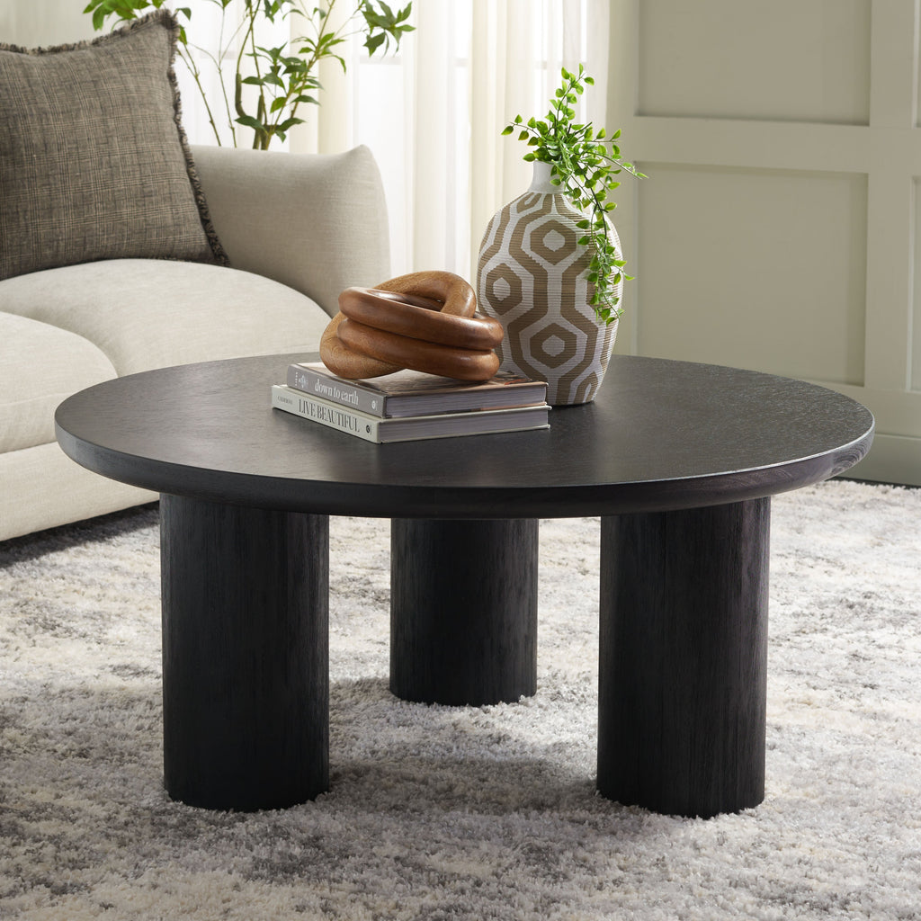 Meek 3 Leg Round Coffee Table | Safavieh -  COF6603 - Black