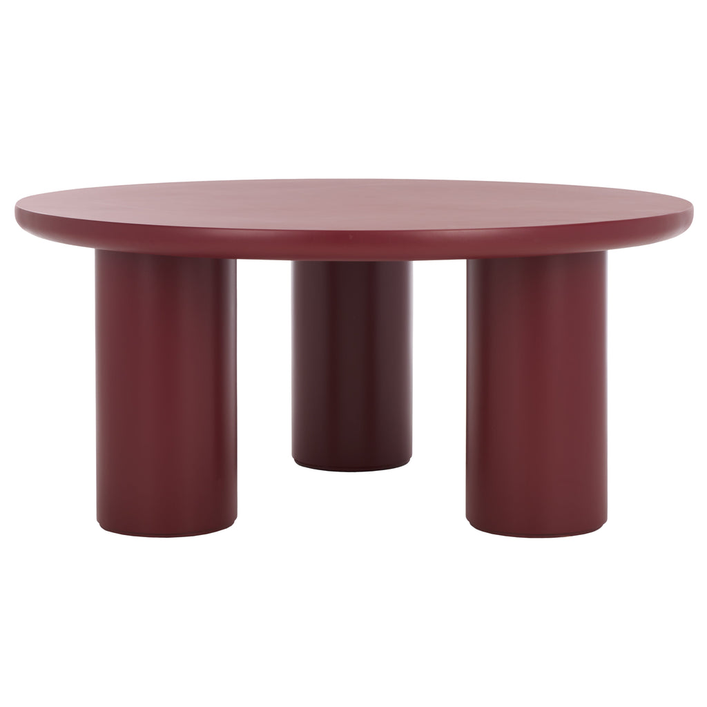 Meek 3 Leg Round Coffee Table | Safavieh -  COF6603 - Bordeaux