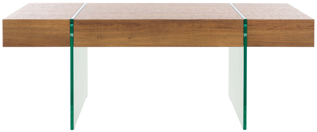 Jacob Rectangular Glass Leg Modern Coffee Table | Safavieh - COF7001 -  Natural Brown Top / Clear Glass Legs