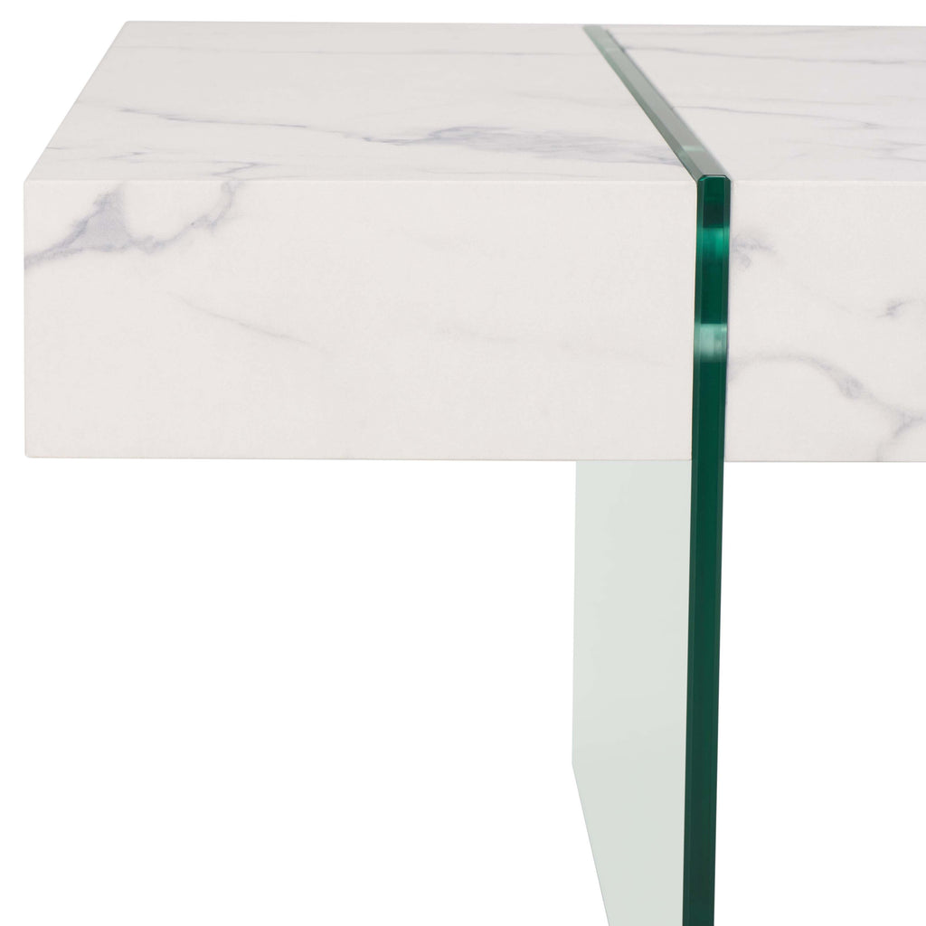 Jacob Rectangular Glass Leg Modern Coffee Table | Safavieh - COF7001 -  White / Clear Glass Legs