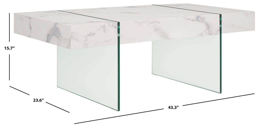 Jacob Rectangular Glass Leg Modern Coffee Table | Safavieh - COF7001 -  White / Clear Glass Legs