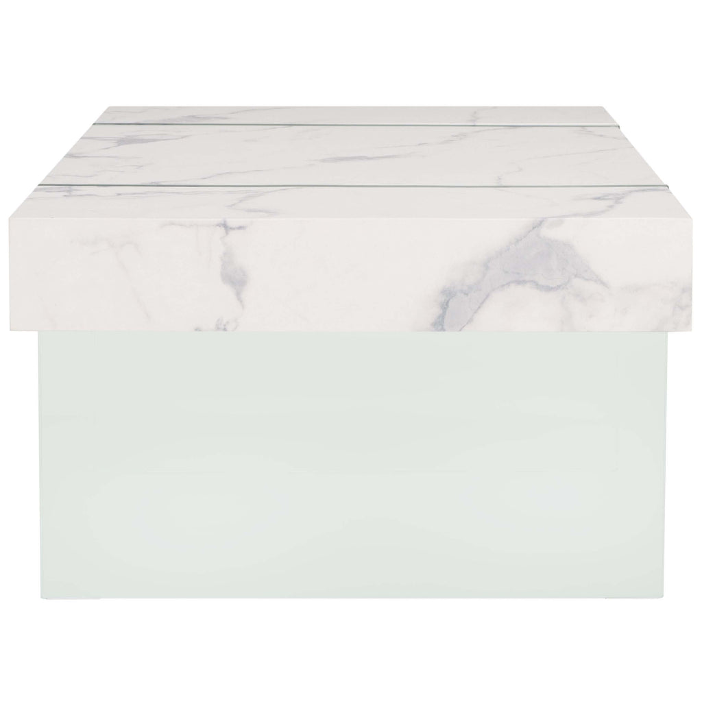 Jacob Rectangular Glass Leg Modern Coffee Table | Safavieh - COF7001 -  White / Clear Glass Legs