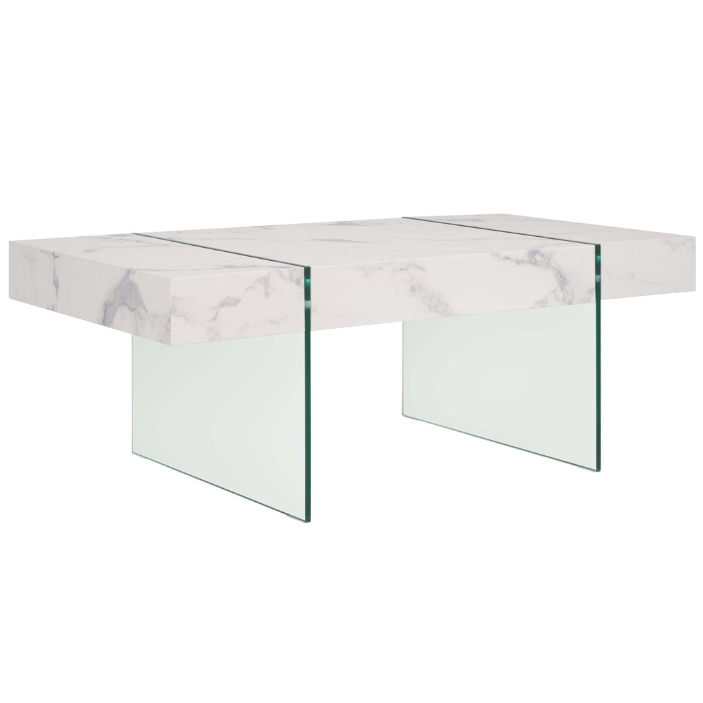 Jacob Rectangular Glass Leg Modern Coffee Table | Safavieh - COF7001 -  White / Clear Glass Legs