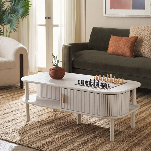 Tealla 2 Tambour Door Coffee Table | Safavieh - COF9606 - Bleached White / Gold - Bleached White / Gold