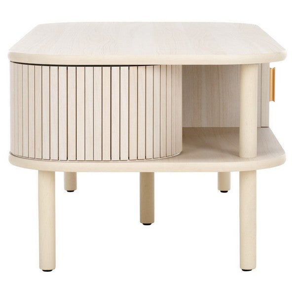 Tealla 2 Tambour Door Coffee Table | Safavieh - COF9606 - Bleached White / Gold - Bleached White / Gold