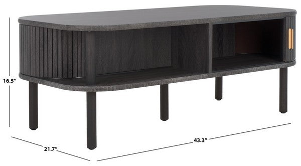 Tealla 2 Tambour Door Coffee Table | Safavieh - COF9606 - Distressed Black / Gold - Distressed Black / Gold