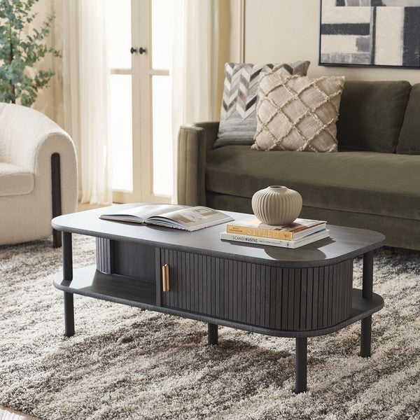 Tealla 2 Tambour Door Coffee Table | Safavieh - COF9606 - Distressed Black / Gold - Distressed Black / Gold