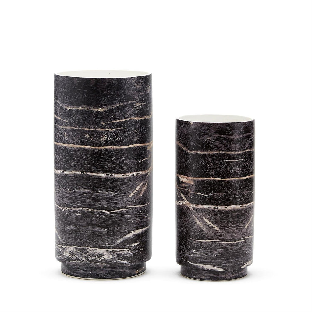 Set of 2 Pale Moon Ebony Faux Wood Vase - Ceramic