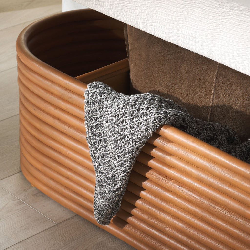 Safavieh Couture Bayard Rattan Storage Bench, CWK3006 - Natural / White