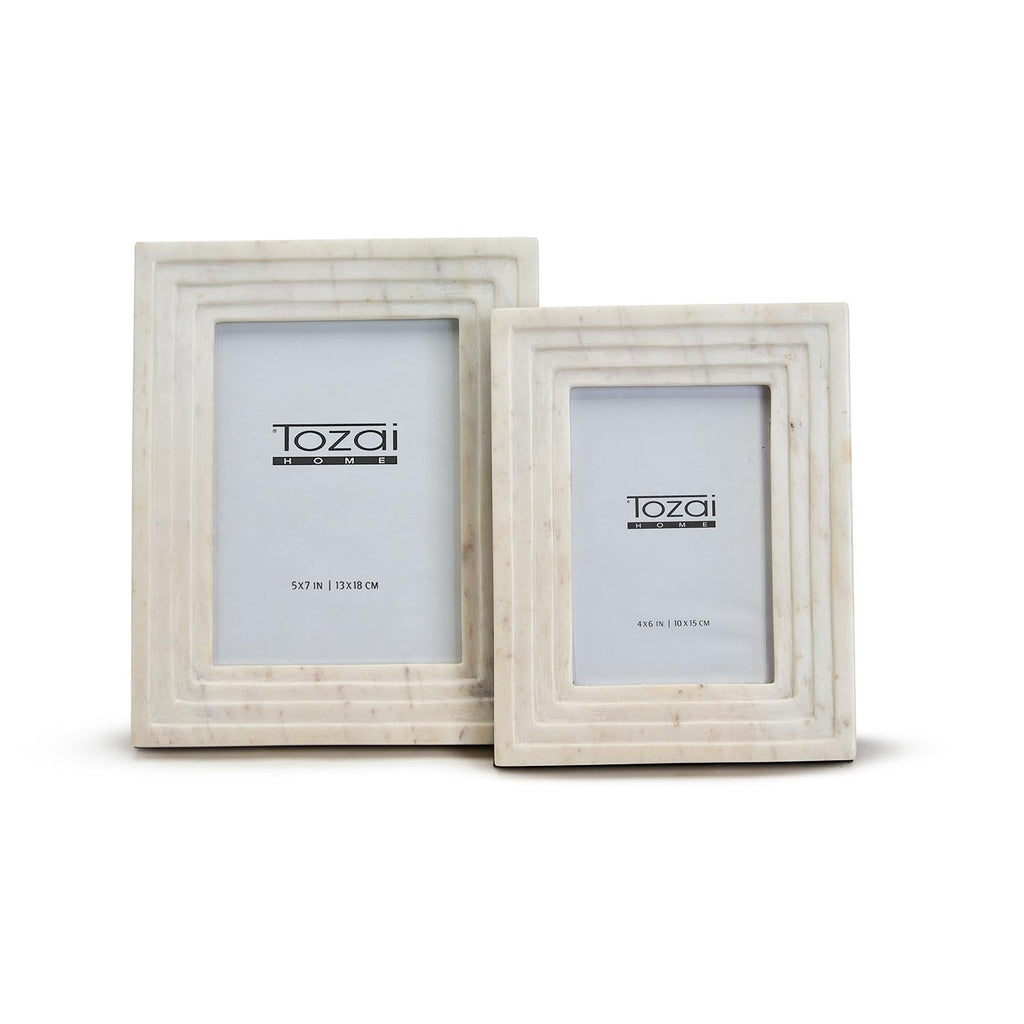 Scala Santa Set of 2 White Marble Photo Frame