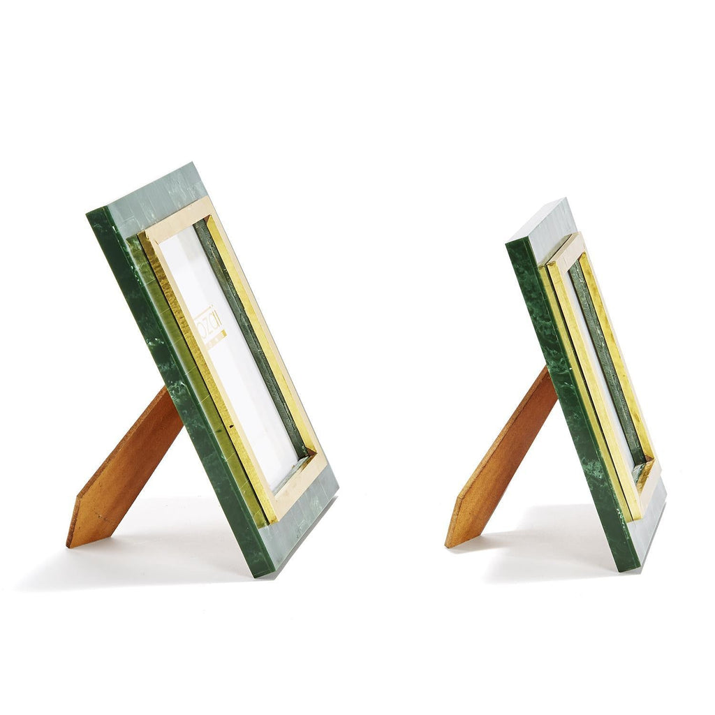 Two's Company S/2 Aventurine Green and Gold Photo Frames Incl 2 Sizes