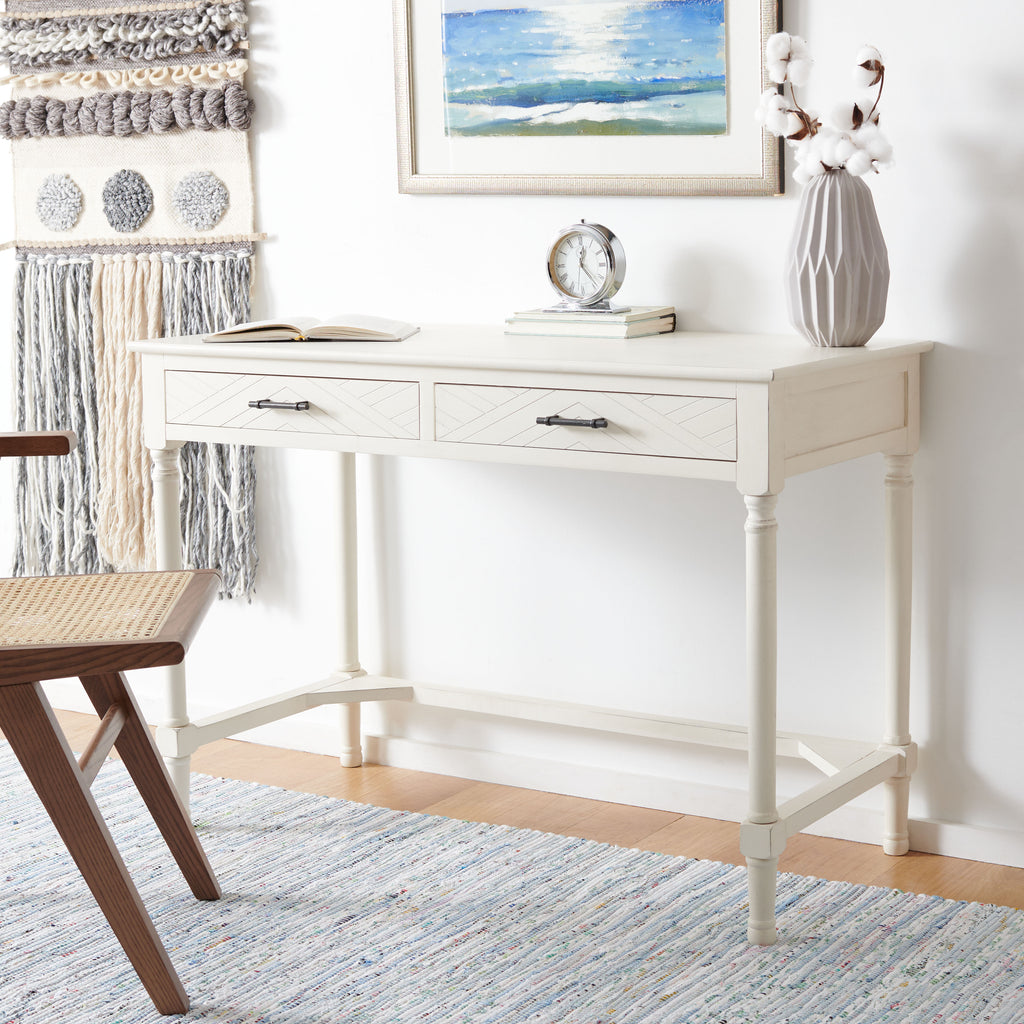 Peyton 2 Drawer Desk | Safavieh - DSK5705 - Distressed White