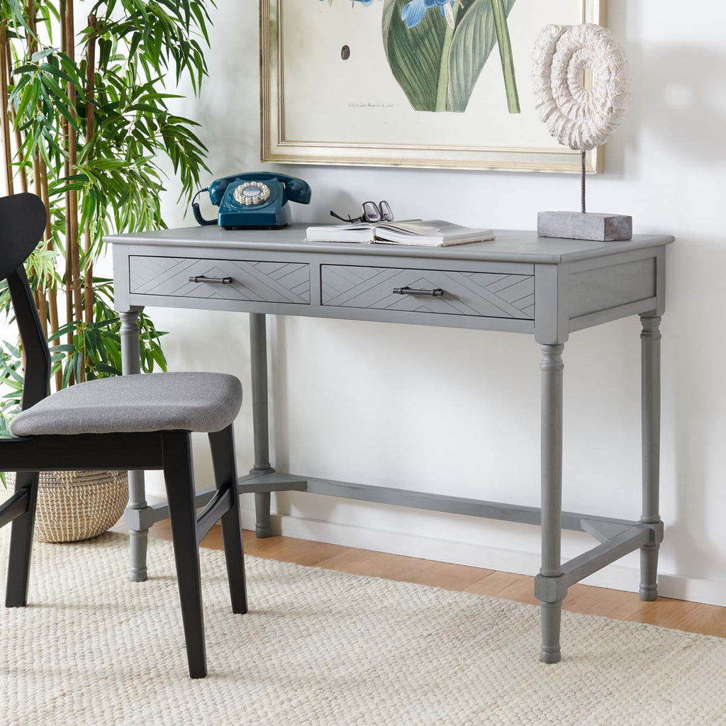 Peyton 2 Drawer Desk | Safavieh - DSK5705 - Distressed Grey