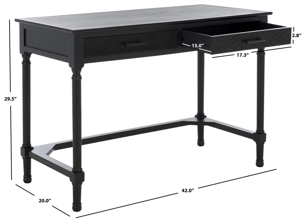 Peyton 2 Drawer Desk | Safavieh - DSK5705 - Black