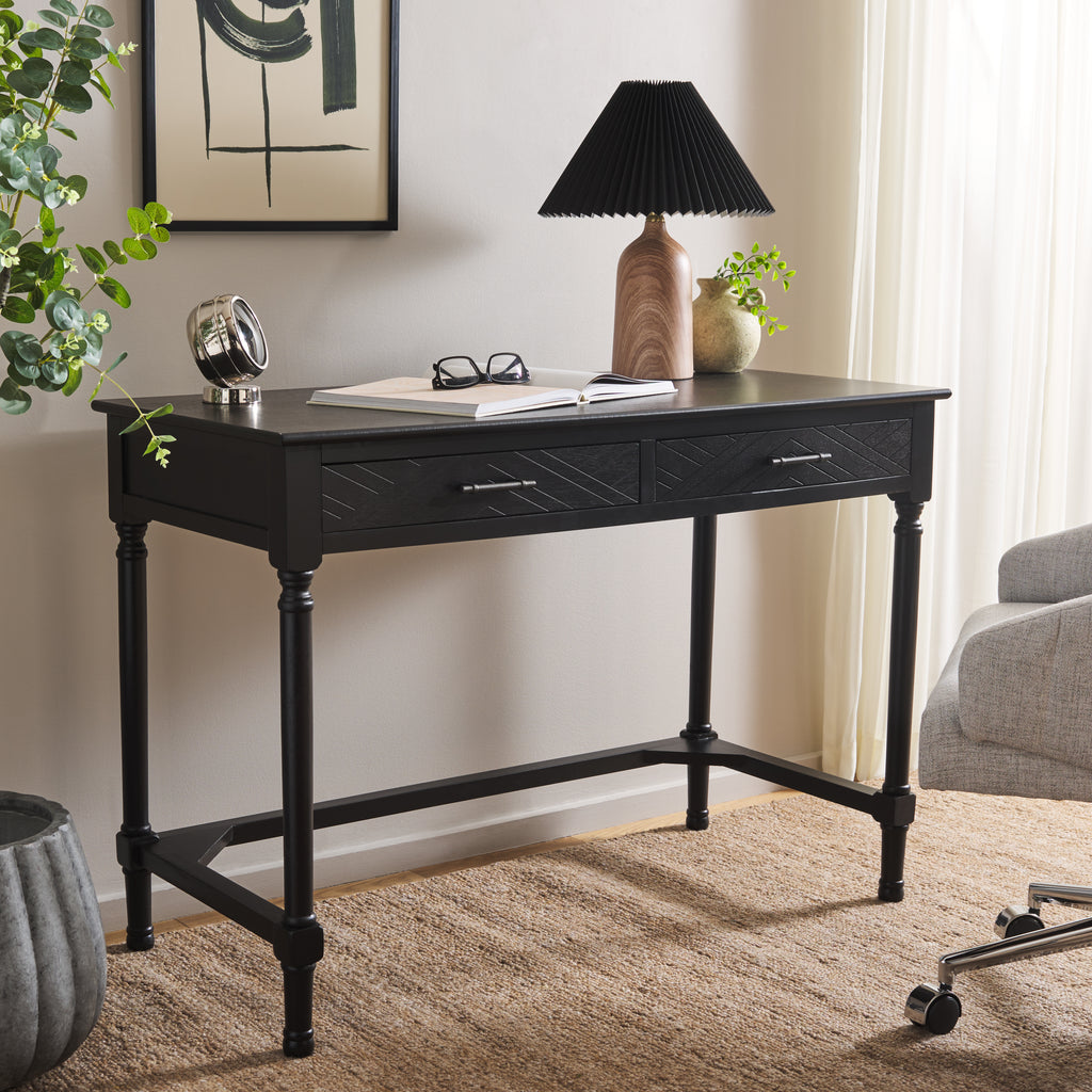 Peyton 2 Drawer Desk | Safavieh - DSK5705 - Black