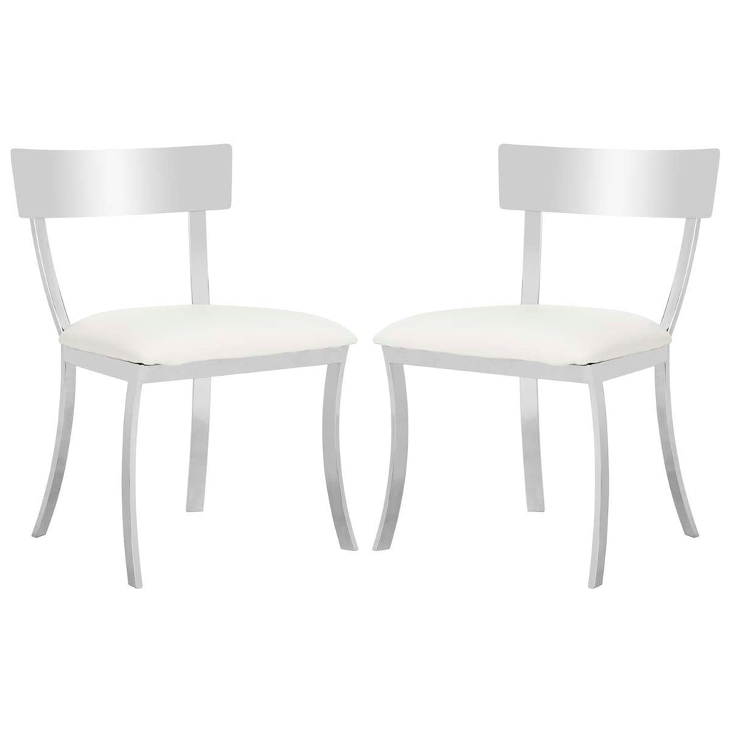 Abby 19''H Side Chair (Set of 2) | Safavieh - FOX2039-Chrome/White Pu (Set of 2)