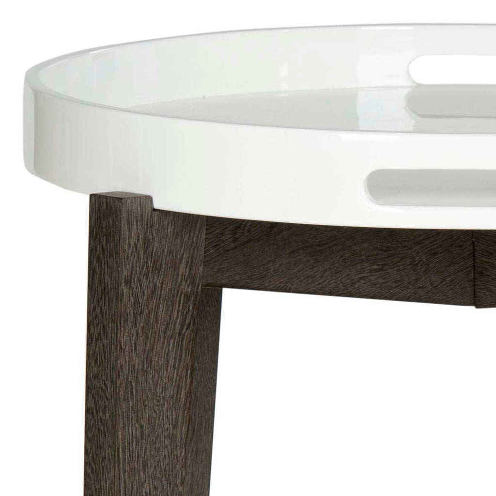 Safavieh Ben Mid Century Lacquer Tray Top Side Table - White/Brown