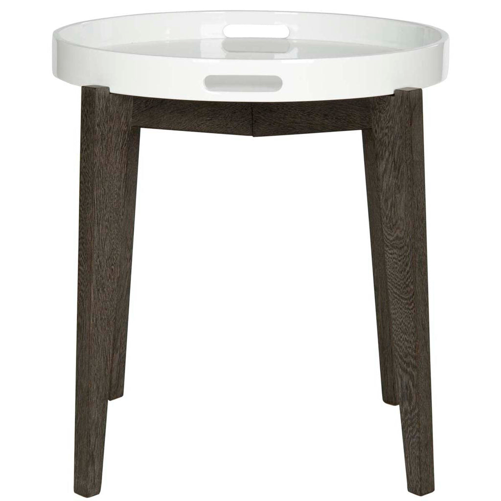 Safavieh Ben Mid Century Lacquer Tray Top Side Table - White/Brown