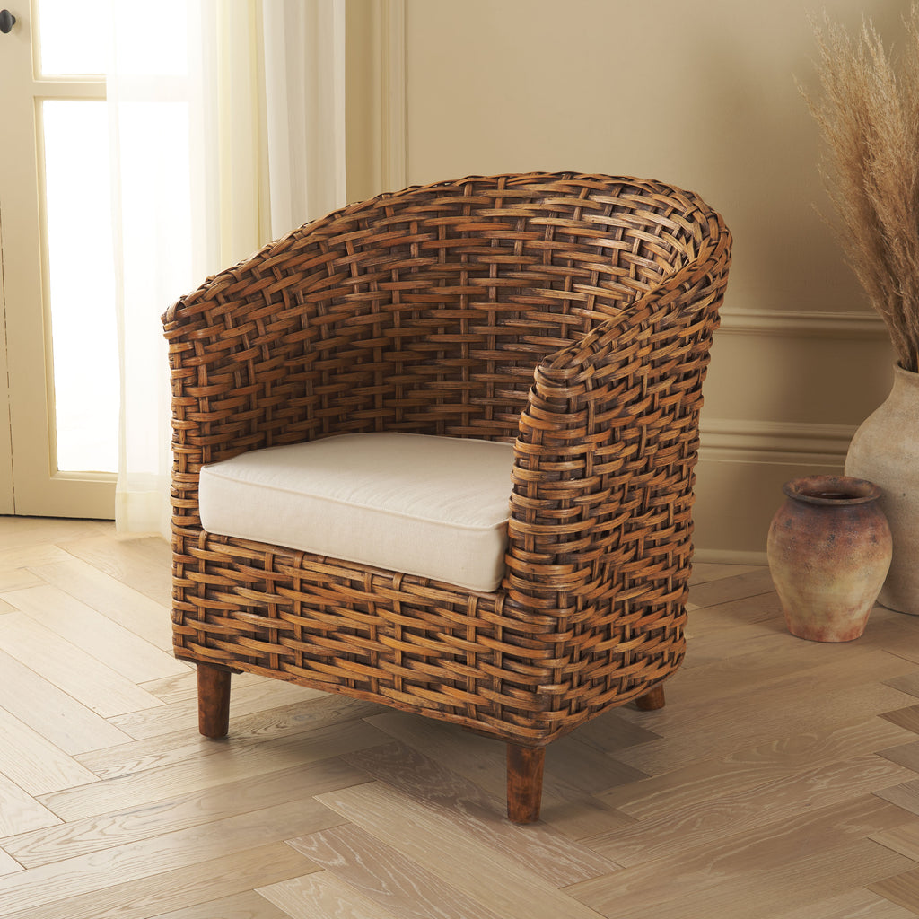 omni-rattan-barrel-chair-safavieh-fox6501-White / Honey Dark Brown