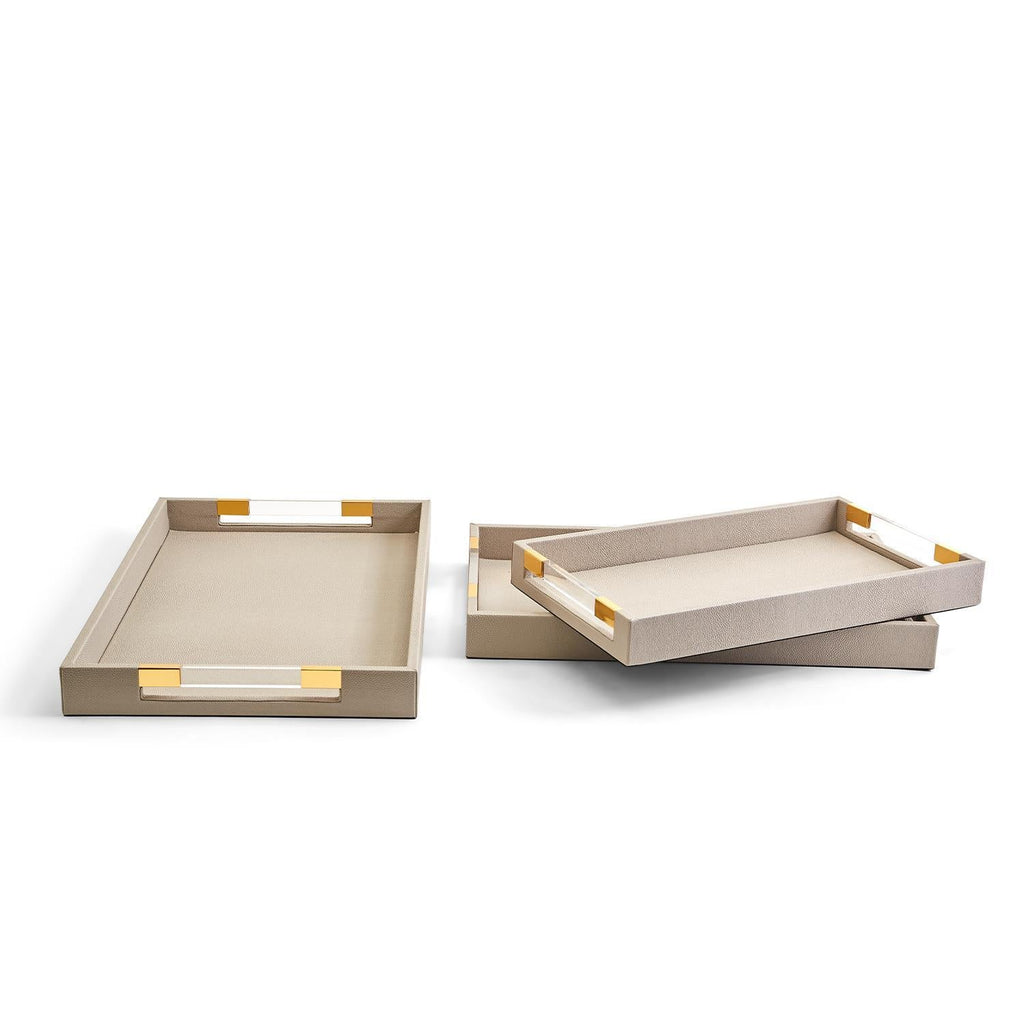 Two's Company S/3 Taupe Decorative Rectangle Trays