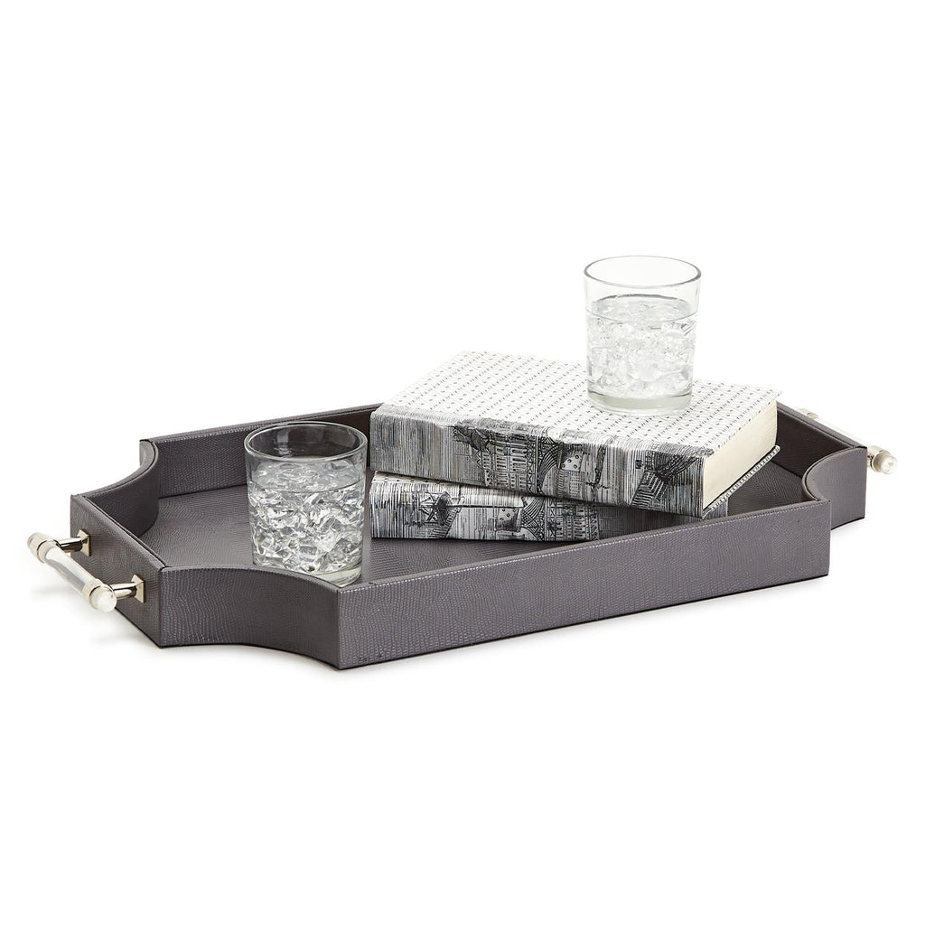 Two's Company Regency Decorative Gray Rectangle Tray