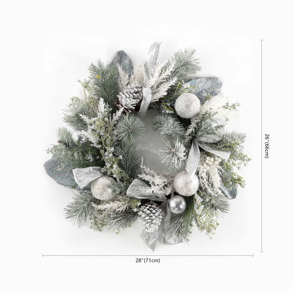 Safavieh Faux 26 Frosted Pine Wreath , FXP1077 - Silver / Green