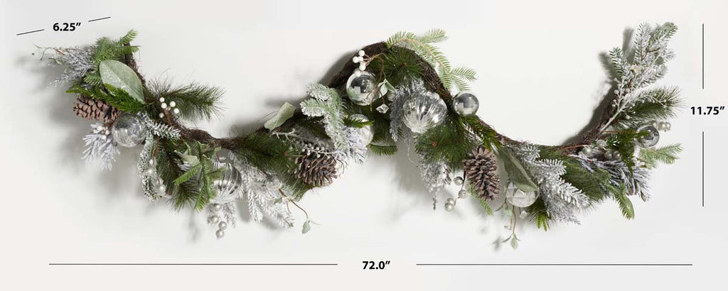 Safavieh Faux 28 Snowy Pine Garland , FXP1080 - Silver / Green